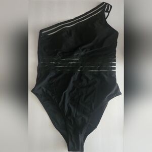 Cupshe Black New One-Piece Swimsuit with Sheer Waist Stripe